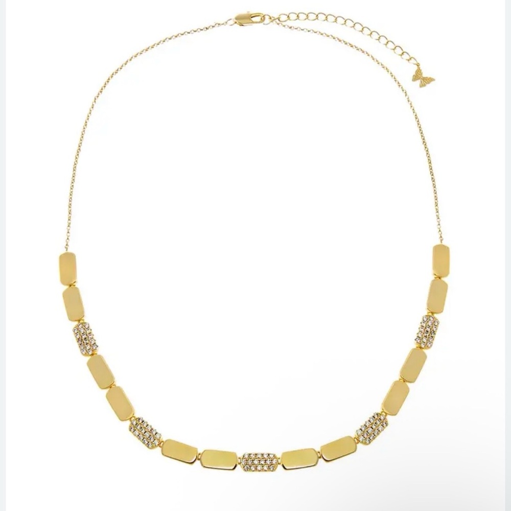 Designer Pave Accented Multi Bar Half Tennis Chain Necklace sold out Nordstrom - Picture 1 of 3